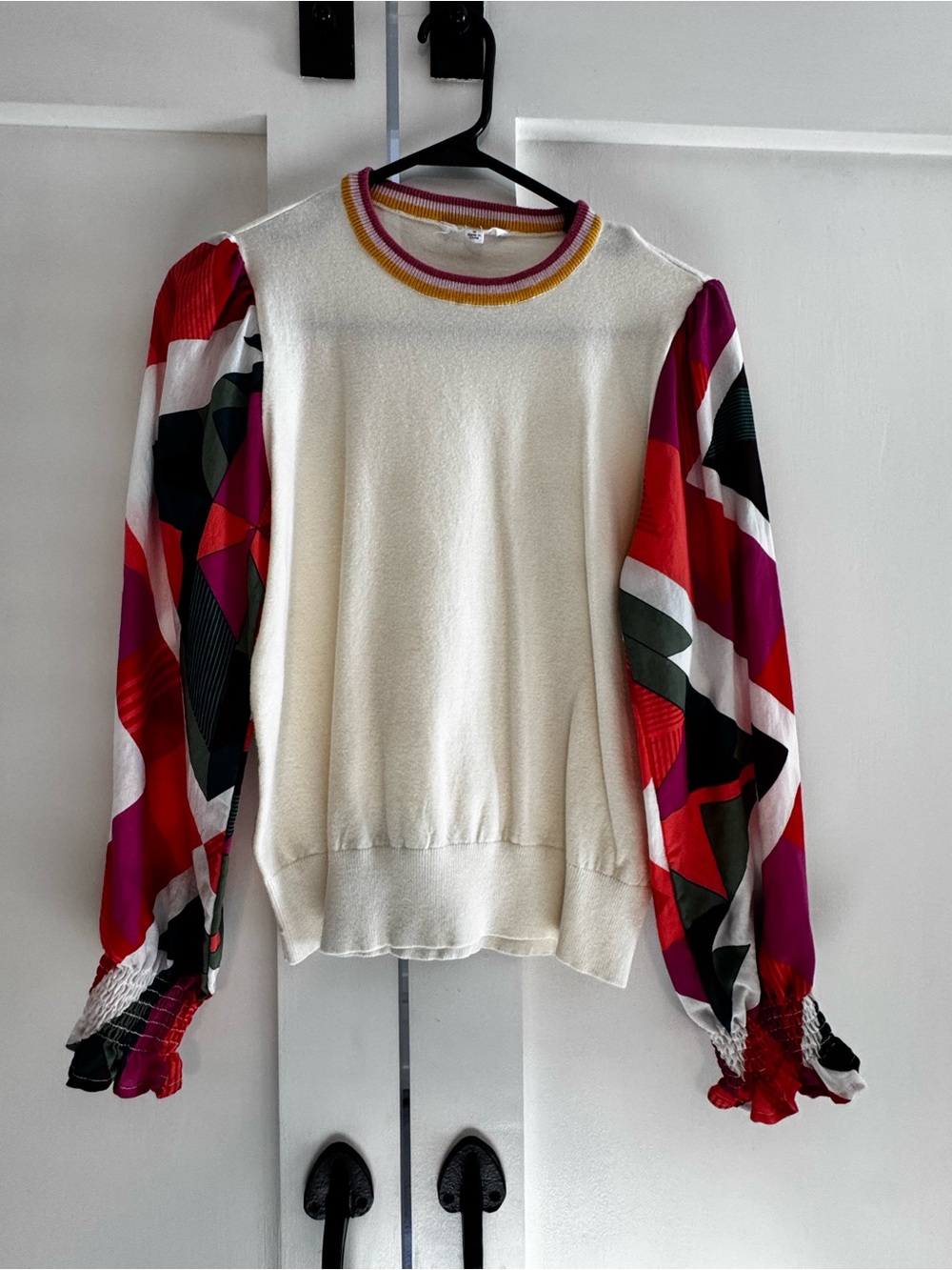 THML Cream Pullover with Pink and Yellow Trim